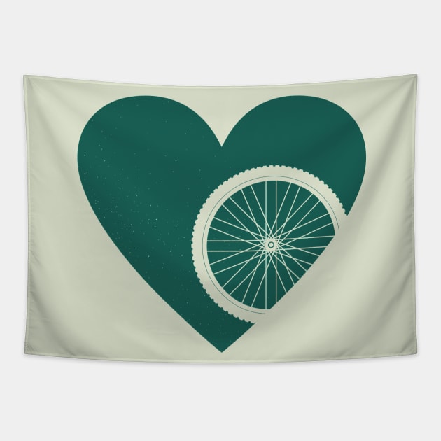 Heart with Mountain Bike Wheel for Cycling Lovers Tapestry by NeddyBetty