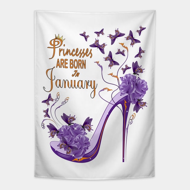 Princesses Are Born In January Tapestry by Designoholic