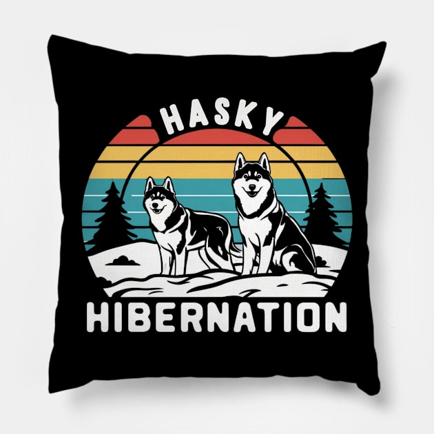 Hasky hibernation. Hasky lovers Pillow by TRACHLUIM