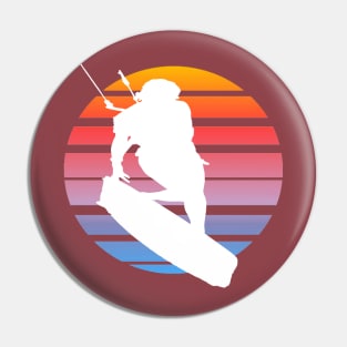 Kitesurfing Female Rider Silhouette Retro Sunset Pin