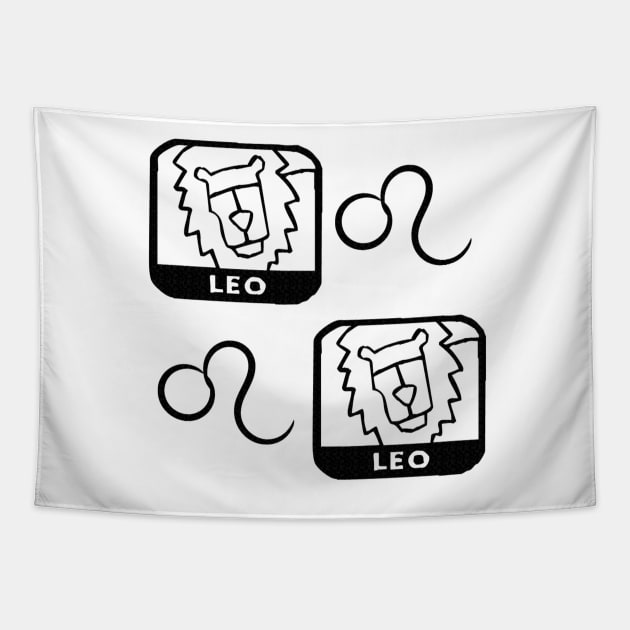 Leo Birth Sign - Black Tapestry by BurritoKitty