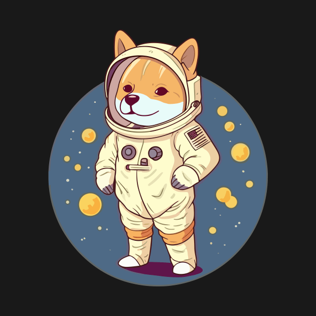 Doge Astronaut to the Moon with Dogecoin by roaneturnerstudios