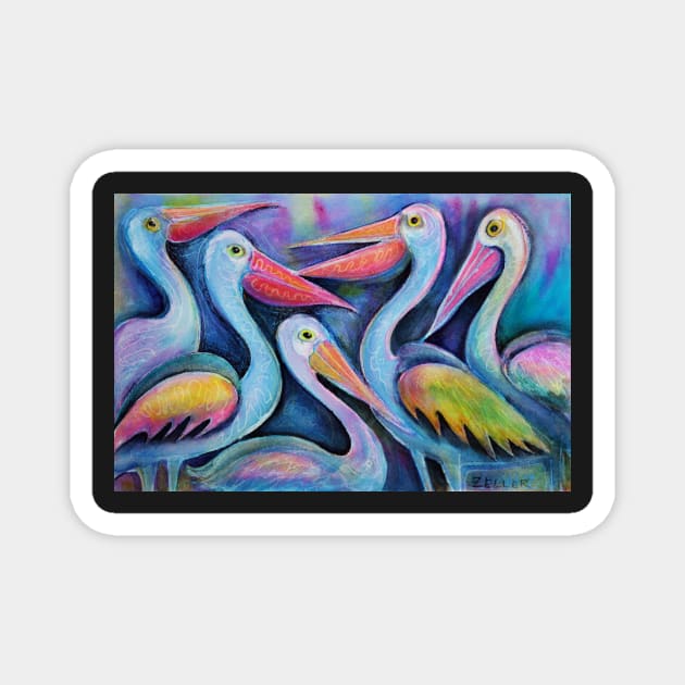 Five Pelicans chatting Magnet by karincharlotte