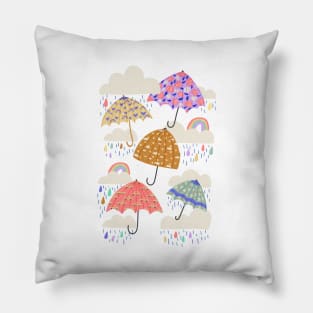 Spring Rain on Blue Pillow