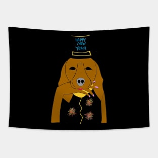 Happy New Year - Puppy New Year Tapestry