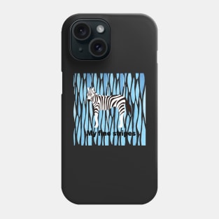 fine stripes,zebra,BLUE Phone Case