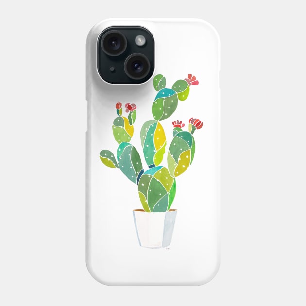 Blooming Cactus Plant in Pot Phone Case by JBLAIS DESIGN 