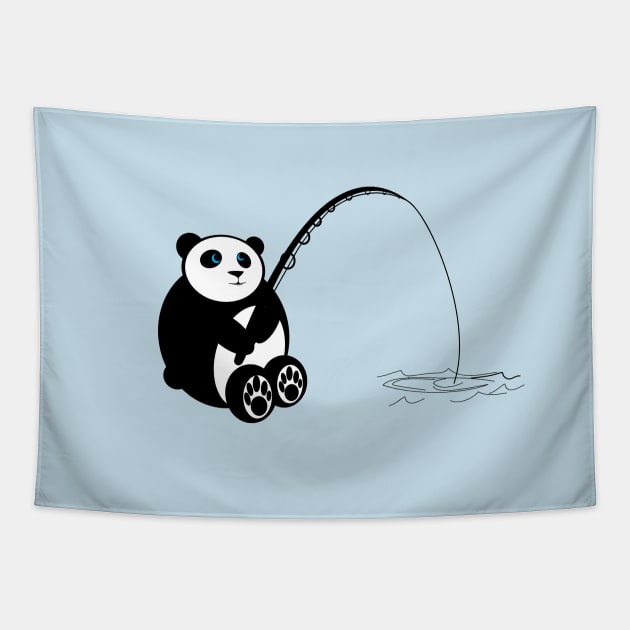 Fishing Panda Bear Tapestry by ACGraphics