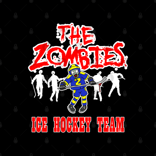 Funny Zombie Cartoon Hockey Sports Team For Zombie Lovers by BoggsNicolas