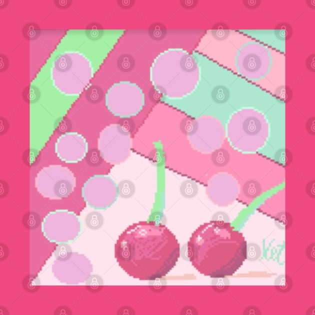 Pixel pink Cherries by KETArtGirl