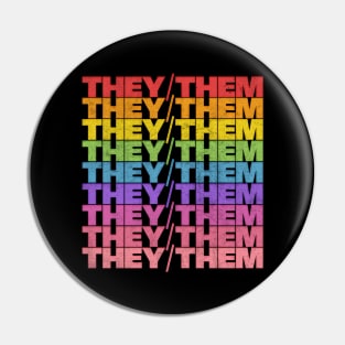 They/Them Pronouns -  Retro Style Rainbow Design Pin