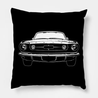 White Mustang Fastback GT Sketch Art Pillow