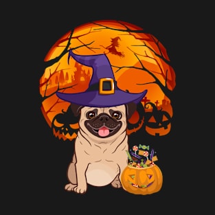 Pug pumpkin witch T-Shirt