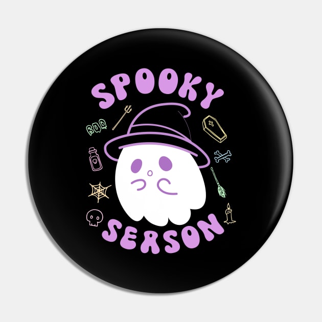 Spooky Season Kawaii Pastel Goth Cute Witchy Ghost Halloween Pin by HollyDuck