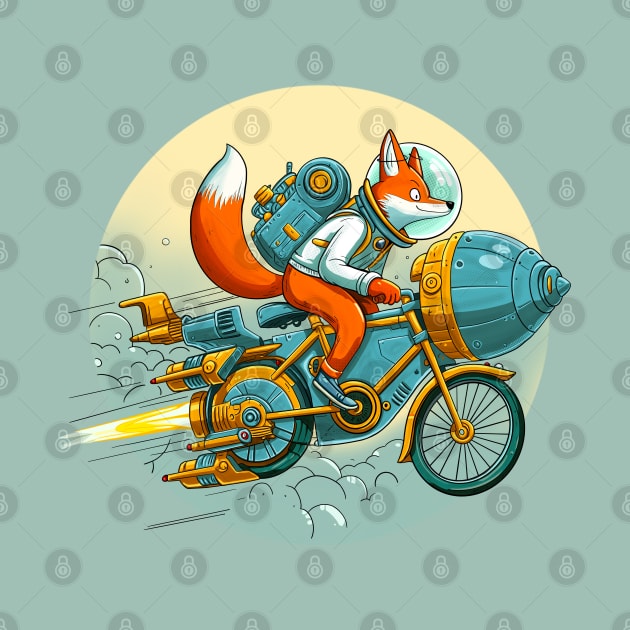 Fox Riding a Spaceship Bicycle by Ghost on Toast