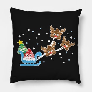 Christmas Poop Emoji T-shirt with Santa, Deer and Tree Pillow