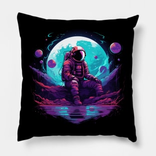 astronaut sitting on a planet Pillow