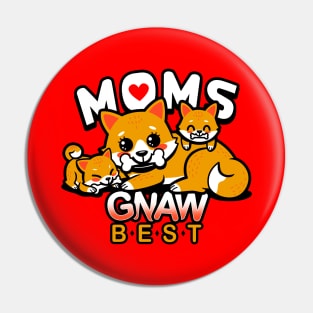 Funny Cute Mother Fox With Cubs Punny Original Cartoon Gift For Moms Pin