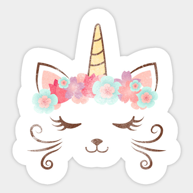Vintage Kawaii Unicat Kitty Kat Unicorn Flower Crown Cute Cat