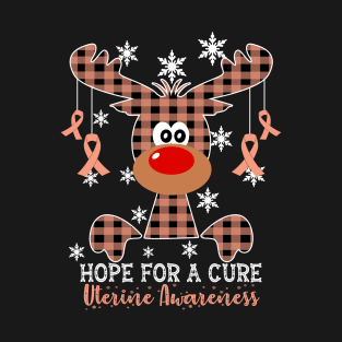 Reindeer Hope For A Cure Uterine Awareness Christmas T-Shirt