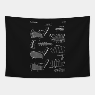 Golf Clubs Patent - Golfing Art - Black Chalkboard Tapestry