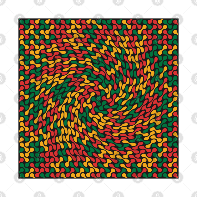 Twisted Metaballs Pattern (Rasta Colours) by John Uttley