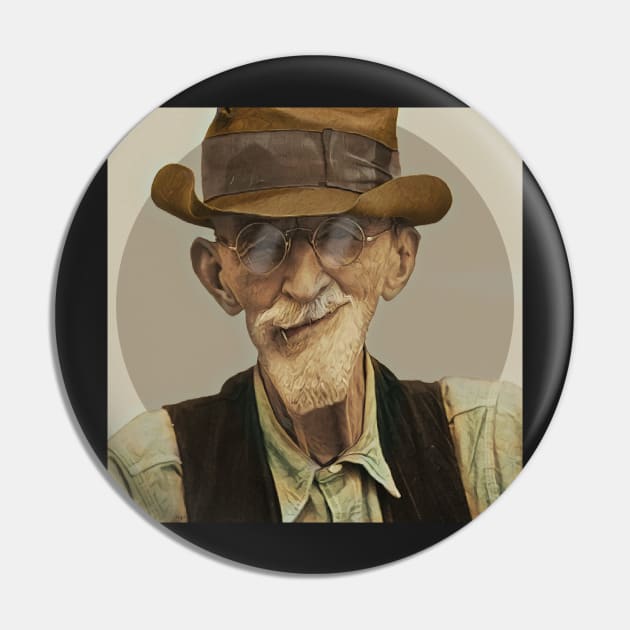 Frank the Farmer -  Funny Face - Caricature Pin by Wilcox PhotoArt