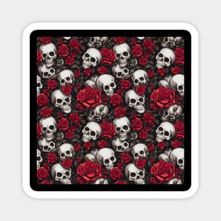 Rose And Skull Pattern Magnet