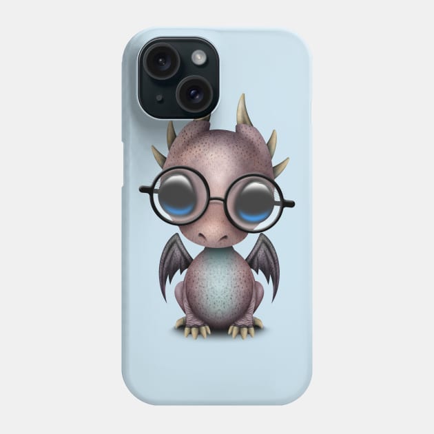 Cute Nerdy Dragon Wearing Glasses Phone Case by jeffbartels