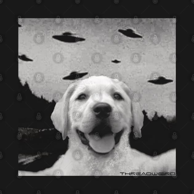 Funny UFO Selfie Labrador Retriever by ThreadWeird Apparel Company