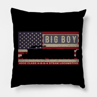 Big Boy 4000 Class Steam Locomotive Train Vintage USA American Flag Pillow