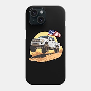 F150 car truck offroad jump on desert white Phone Case