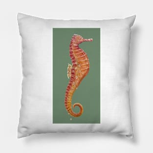 Seahorse (Dark Kaki Green) Pillow