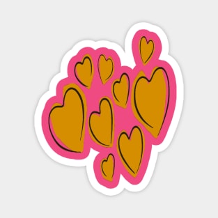 Cute Hearts Hand Drawn Yellow Romantic Doodle Magnet