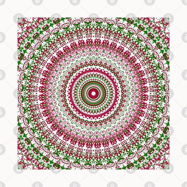 Hippie Boho Trippy Groovy Christmas Mandala by Kaleiope_Studio