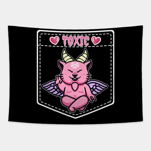 Cat Baphomet Tapestry by Rockadeadly