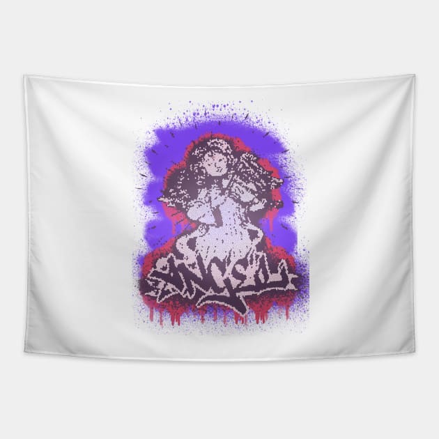 Angel with violin music instrument graffiti christain class Tapestry by eyoubree