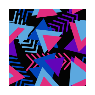 Pink, Black and Blue Triangle Art T-Shirt