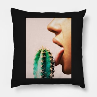 Cacti, Lips, Face, Pink, Woman, Girl, Fashion art, Fashion print, Scandinavian art, Modern art, Wall art, Print, Minimalistic, Modern Pillow