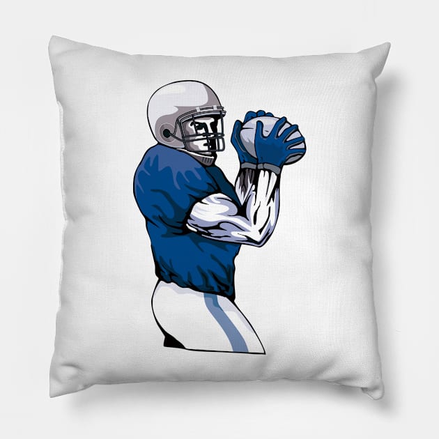 Quarterback Passing Ball Retro Pillow by retrovectors