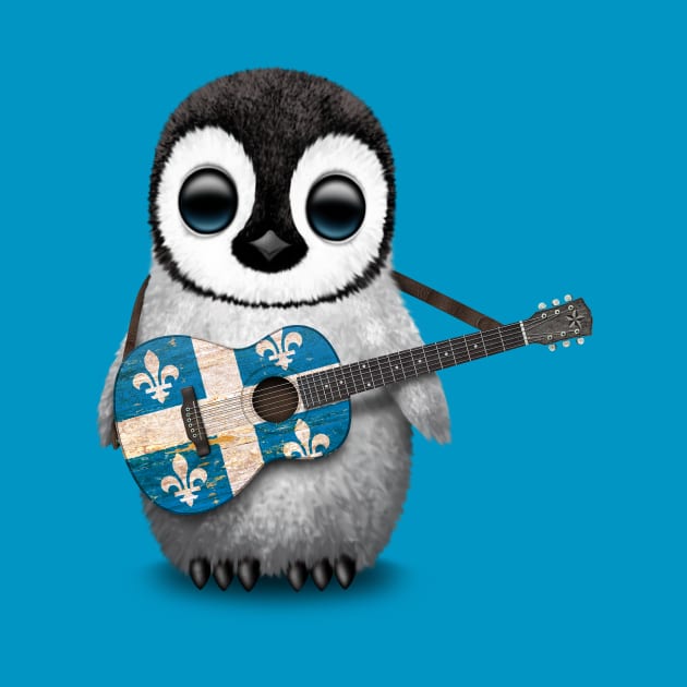 Baby Penguin Playing Quebec Flag Guitar by jeffbartels