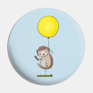 Cute hedgehog with balloon cartoon illustration Pin