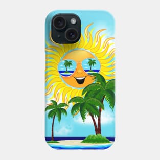 Summer Sun Cartoon with Sunglasses Beach Reflections Phone Case