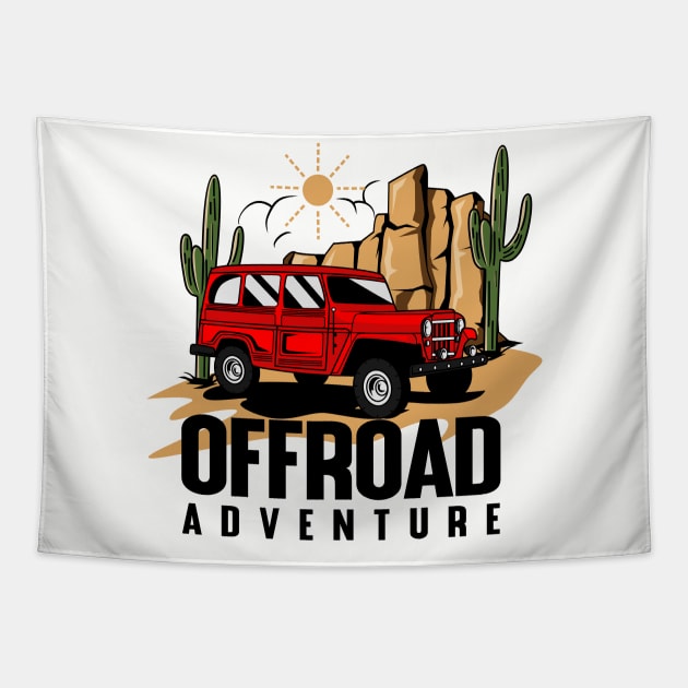 RED CAR OFFROAD ADVENTURE Tapestry by beanbeardy