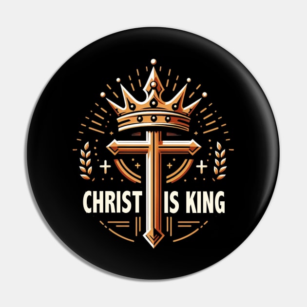 Christ is King - Gold Crown Design Pin by Reformed Fire
