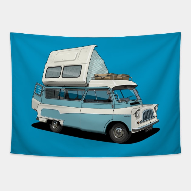 Bedford Camper Van in Blue Tapestry by candcretro
