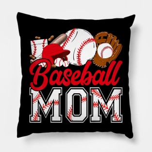 Retro Baseball Mom Mama Baseball Life Softball Life Game Day Pillow