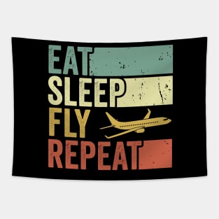 Eat Sleep Fly Repeat Pilot Funny Aviation Lover Tapestry