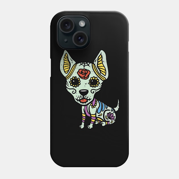 Chihuahua Skull Floral Skeleton Phone Case by SkullGrungeSHOP