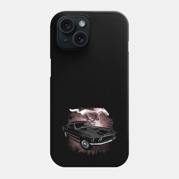 Black 69 Ford Mustang Mach 1 Phone Case by ZoeysGarage